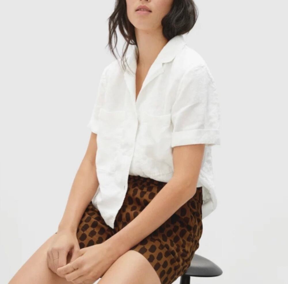 Everlane White Short-Sleeve Button-Up Camp Shirt
